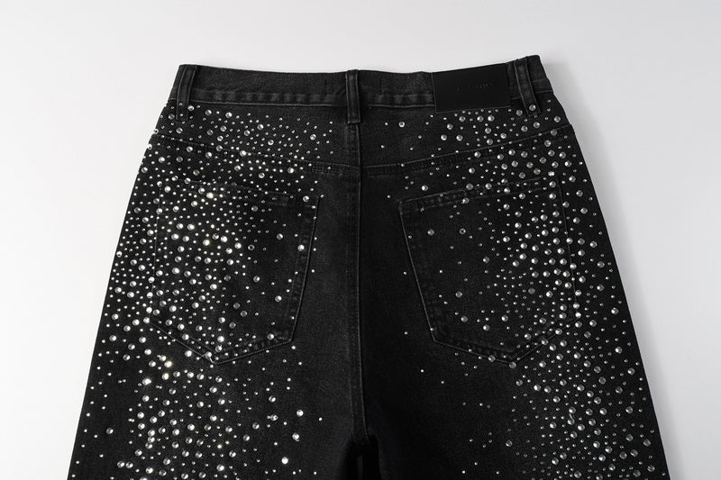 Purple Brand Crystal Diamond Denim Shorts #5103